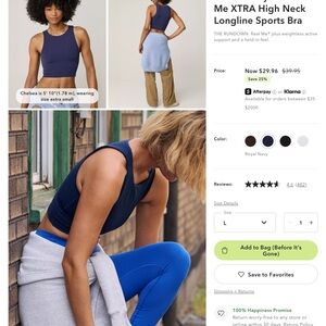 Navy Blue High Neck Longline Sports Bra